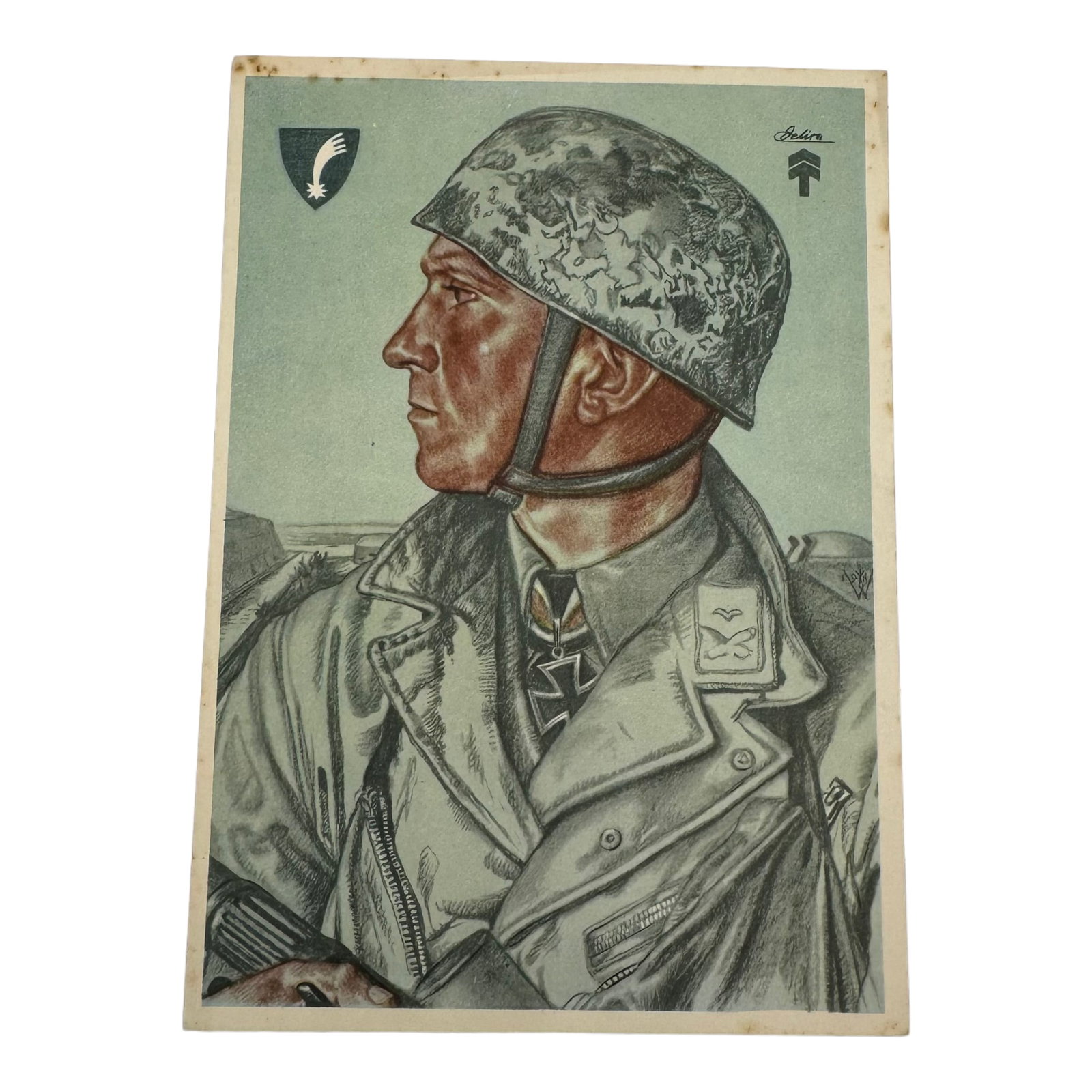 Nazi German Willrich Postcard, Hauptmann Delica Fallschirmjager: Nazi German Willrich Postcard, Hauptmann Delica Fallschirmjager
