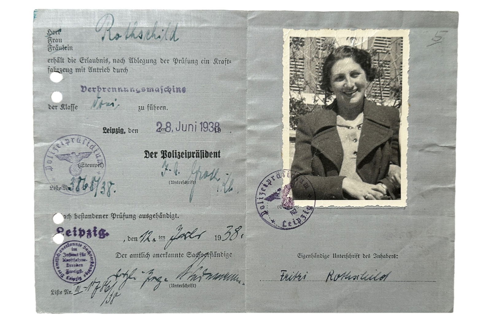 German Jewish Drivers License of Rothschild Family Member (1 of 8)