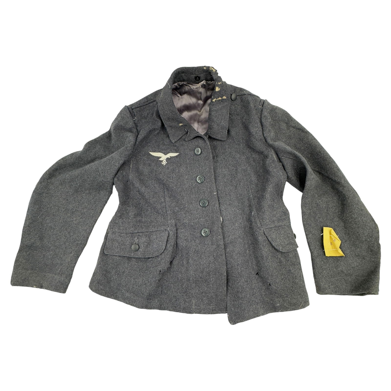 Luftwaffe Tunic - Unissued: Luftwaffe Tunic - Unissued. Boxes of these tunics we recently found in Germany and were never used. Condition ranged from mint to poor. This one was chewed on by mice, but still a very cool piece to d