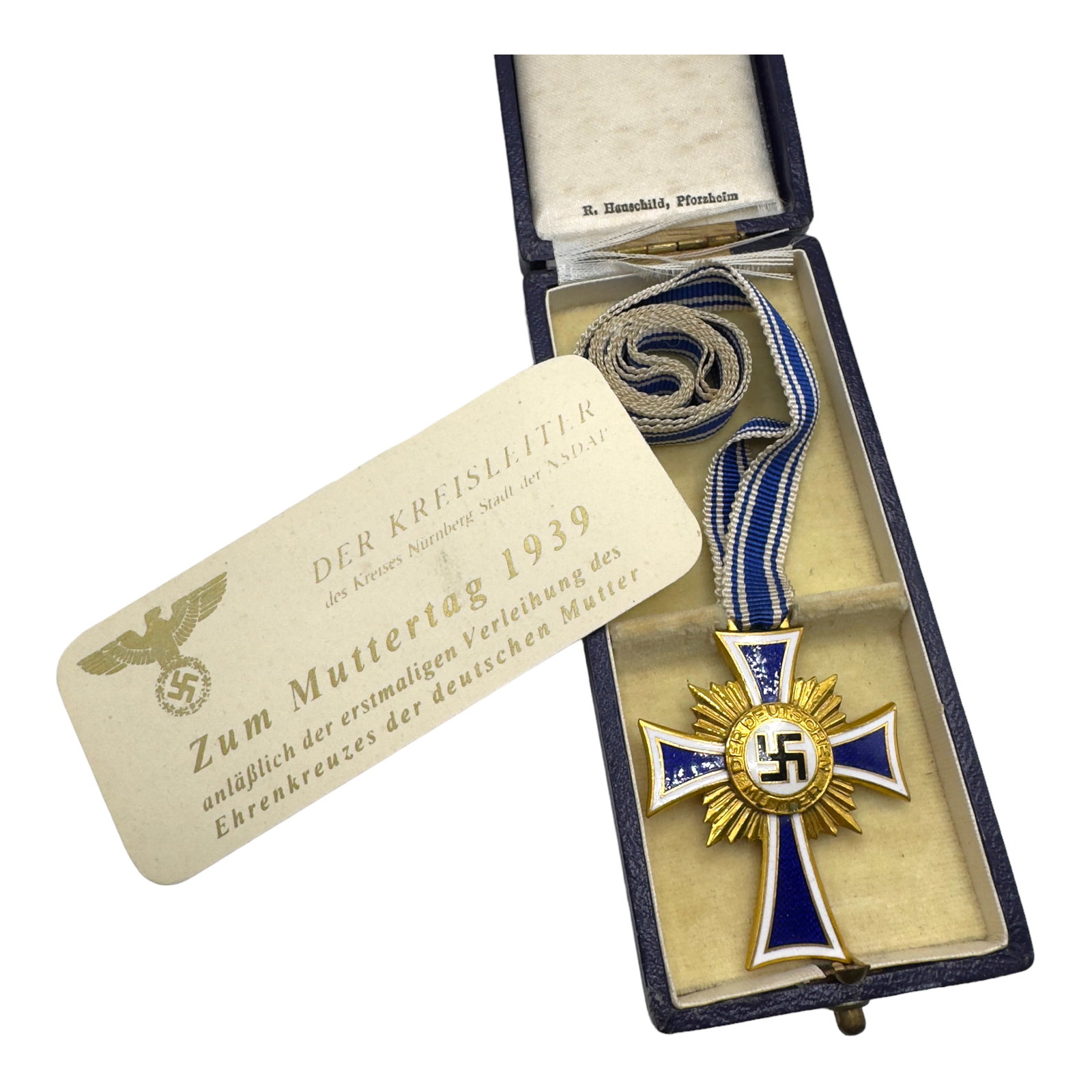 German WWII Cased Mothers Cross in Gold with Rare Kreisleiter Tag (1 of 3)