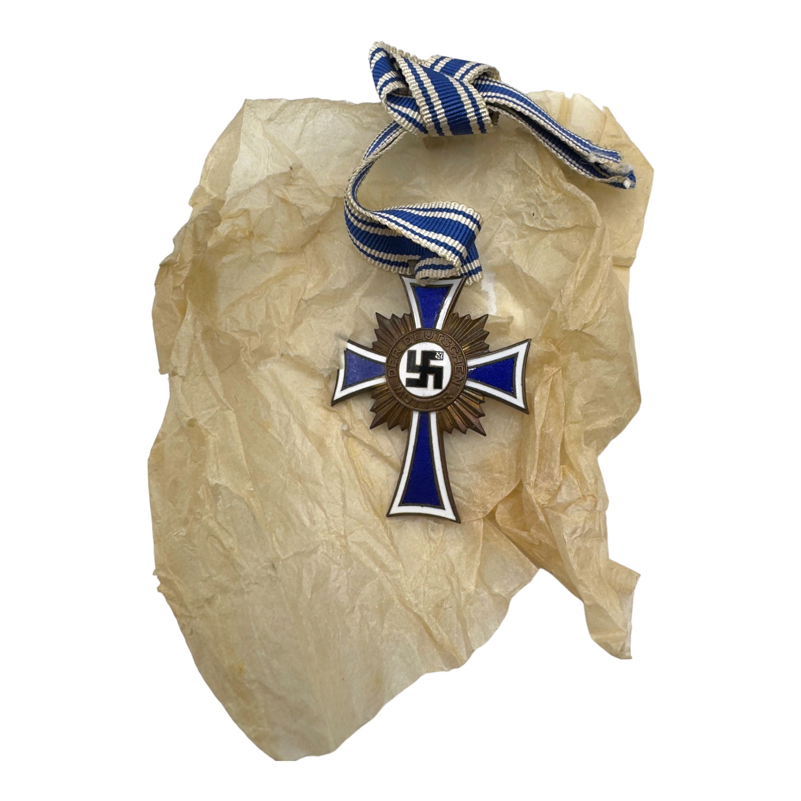 German WWII Mothers Cross in Bronze - Original Paper Wrapped (1 of 4)