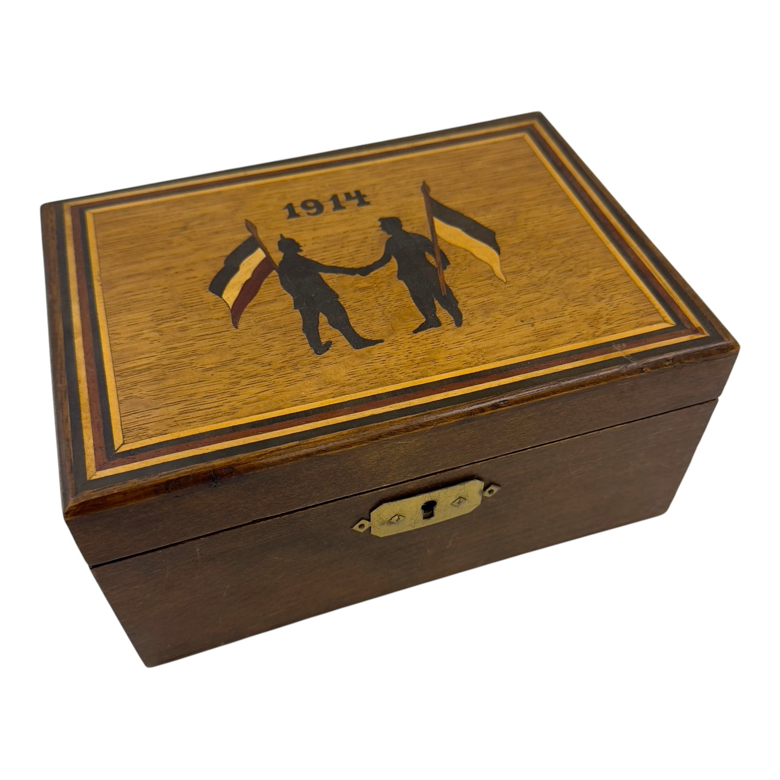 German WWI Large Wooden Trinket Box 1914 (1 of 5)