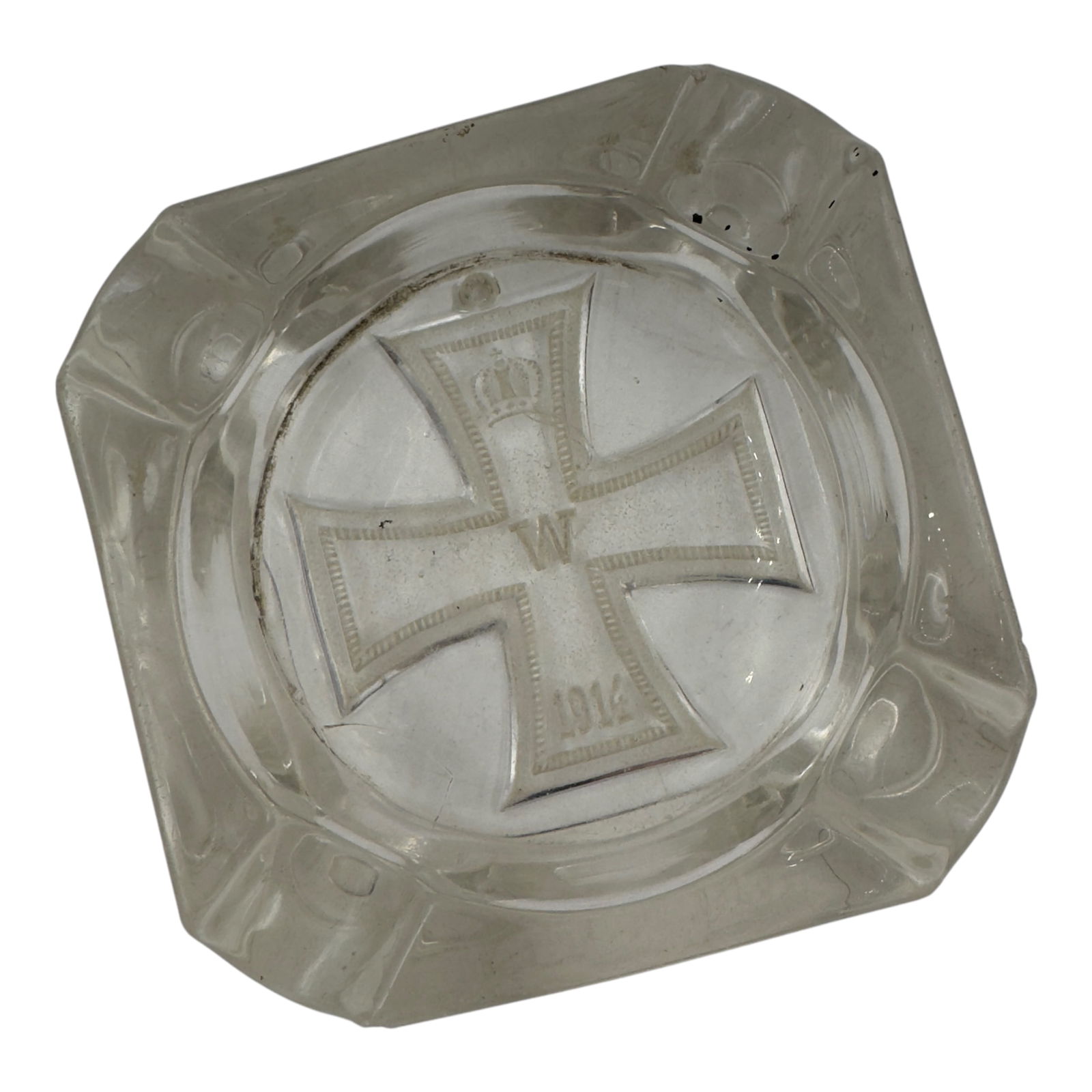 German WWI Iron Cross Glass Ashtray (1 of 3)