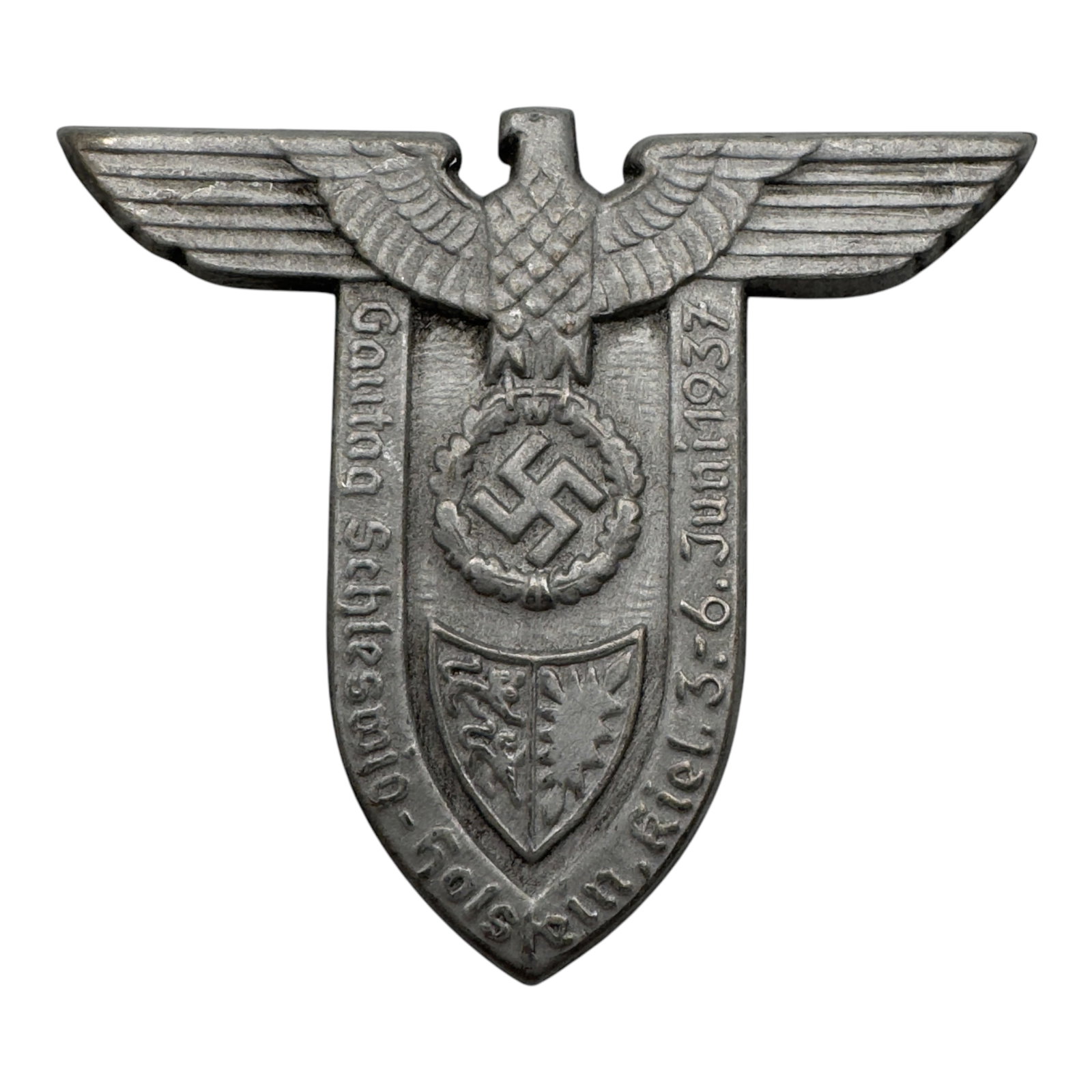 Third Reich Nazi Gautag Schleswig-Holstein Kiel 1937 Tinnie Badge: Third Reich Nazi Gautag Schleswig-Holstein Kiel 1937 Tinnie Badge