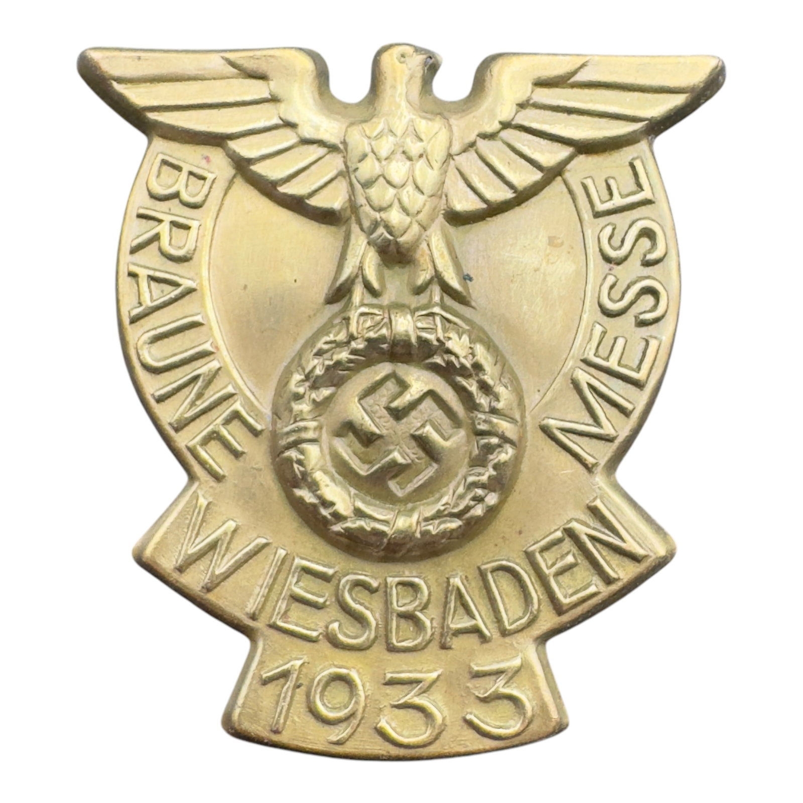Third Reich Nazi Braune Messe Wiesbaden 1933 Badge Tinnie: Third Reich Nazi Braune Messe Wiesbaden 1933 Badge Tinnie