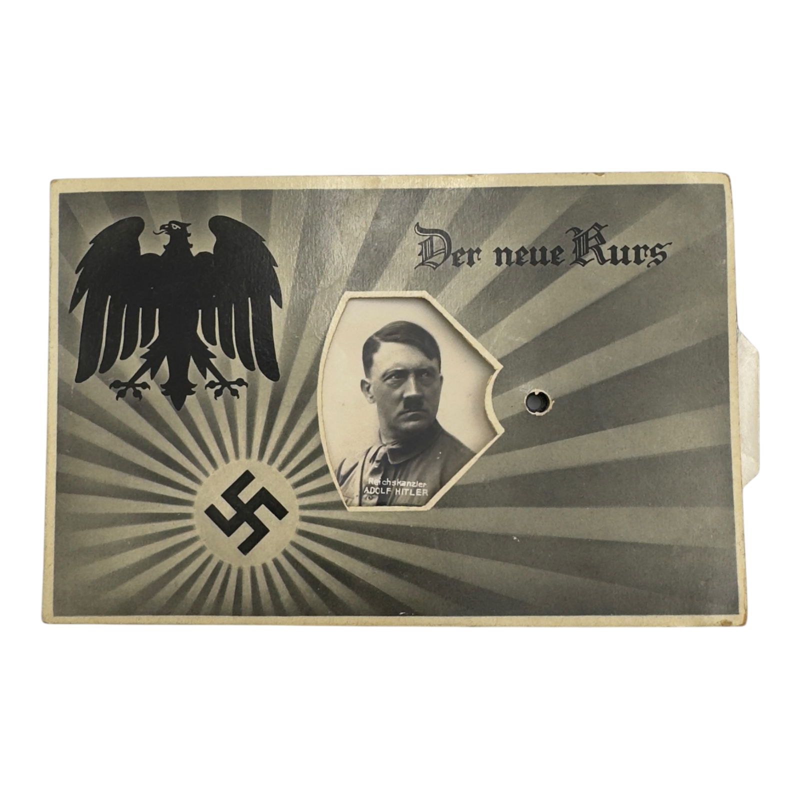 Adolf Hitler + Cabinet Postcard - Der Neue Kurs: Adolf Hitler + Cabinet Postcard - Der Neue Kurs. The faces of the new leaders are on a spin wheel.