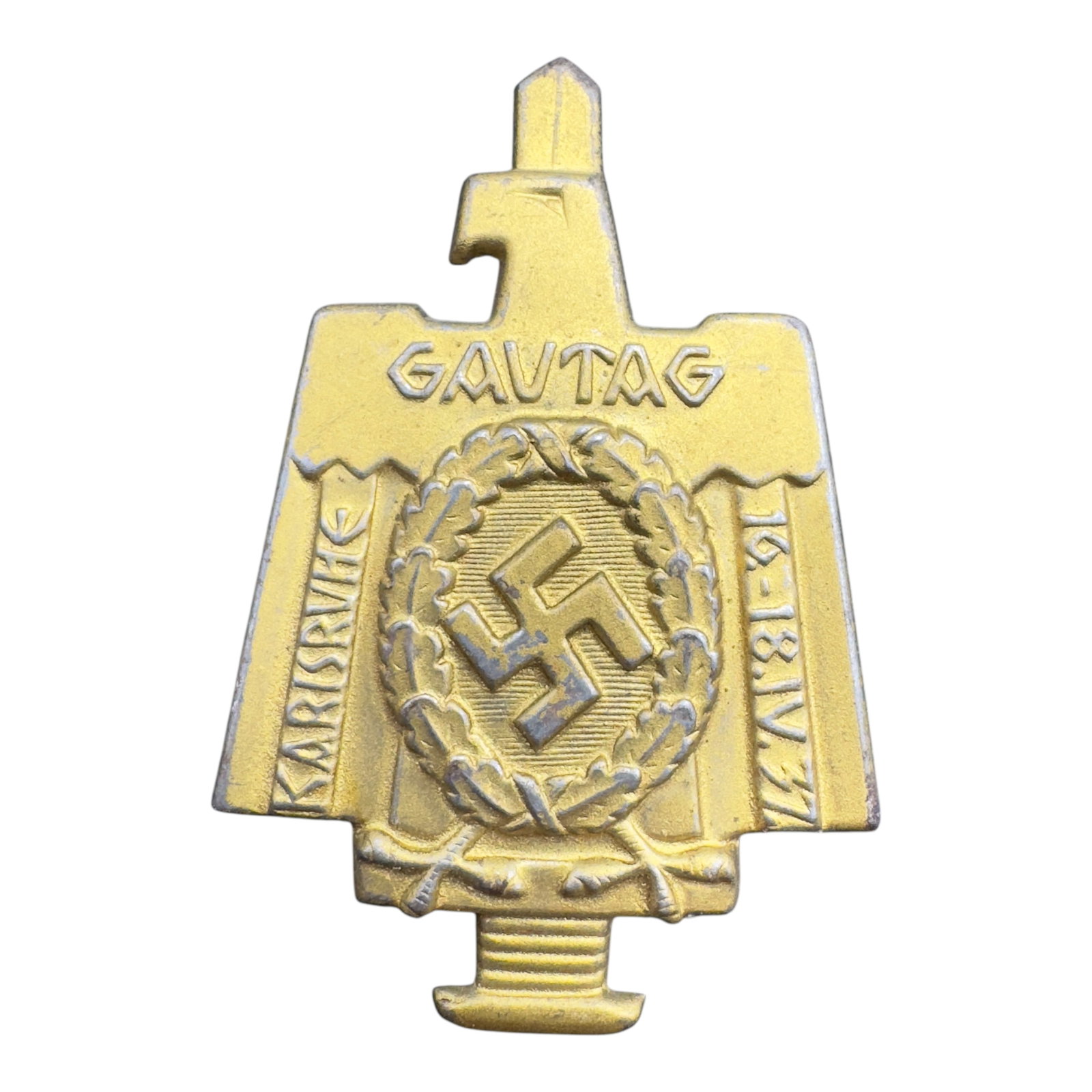 German WWII Gautag Karisrvhe 1937 Tinnie Badge (1 of 2)