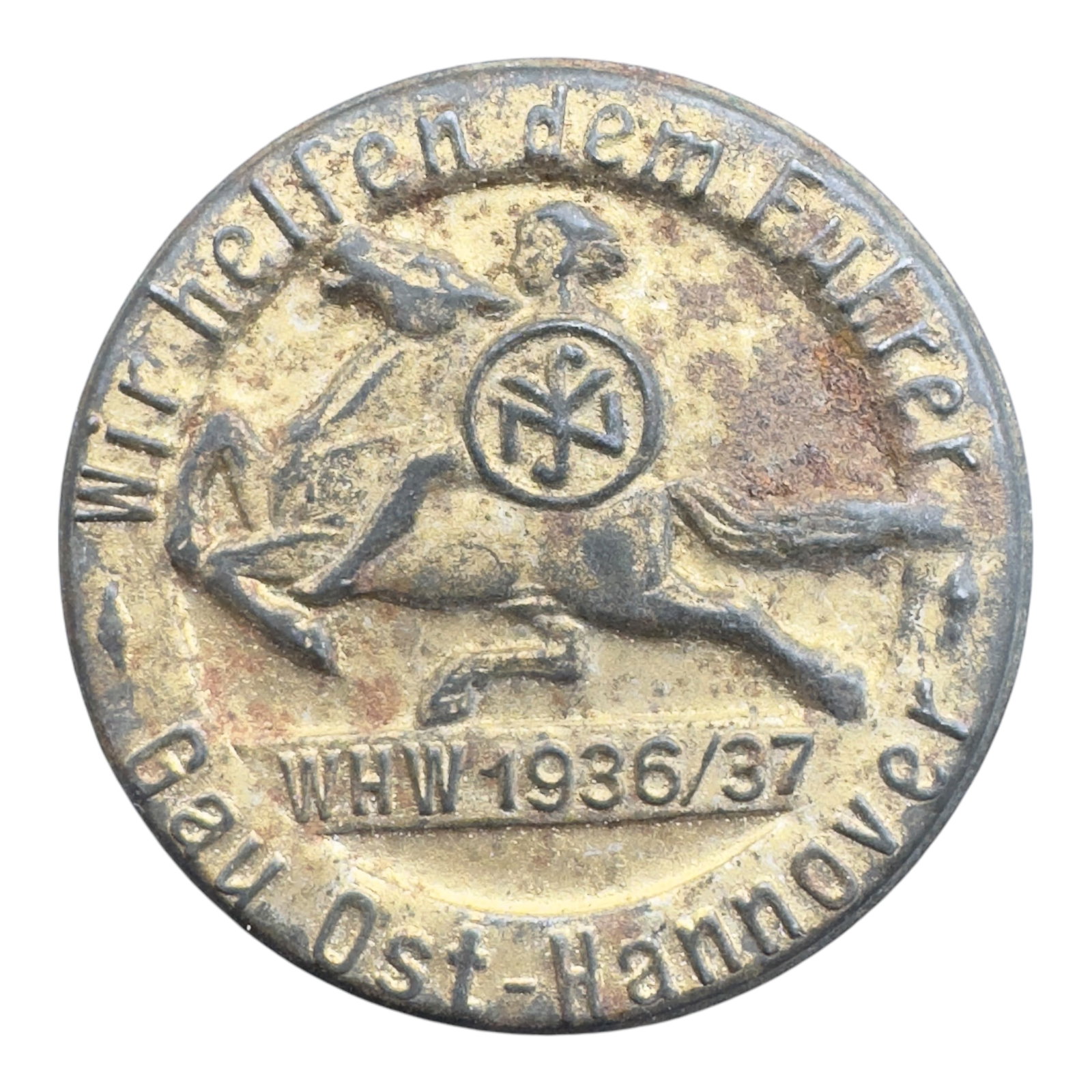 Third Reich WHW Gau Ost Hannover1936 Tinnie Badge: Third Reich WHW Gau Ost Hannover 1939 Tinnie Badge
