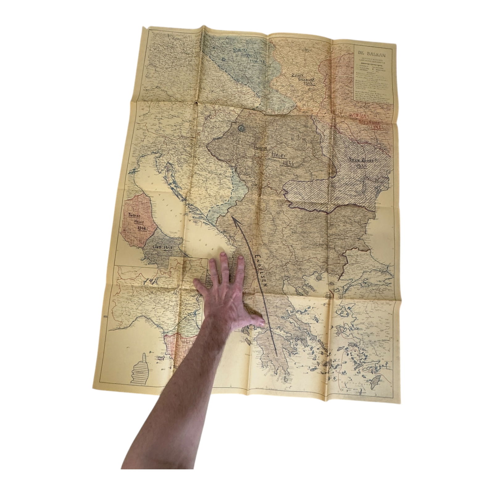 The Dutch Resistance - Hand Drawn Map by Resistance Fighter of Allied Progress During War (1 of 9)