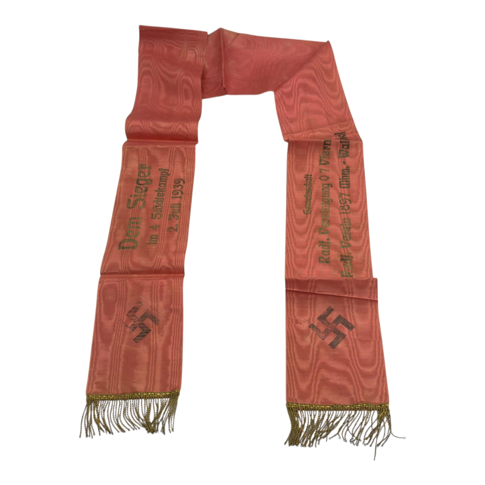 Third Reich Nazi Funeral Sash: Third Reich Nazi Funeral Sash, 1939.