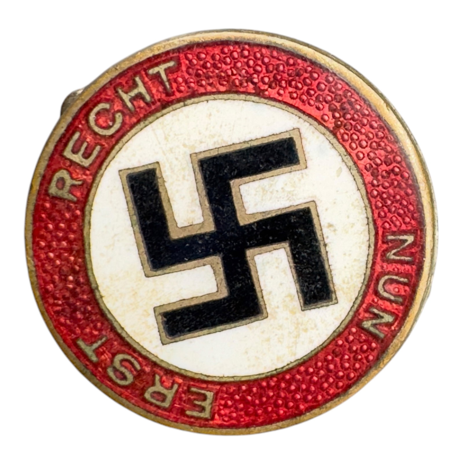 NSDAP Nun Erst Recht Badge - Full Marker Marked Meybauer: NSDAP Nun Erst Recht Badge - Full Marker Marked
