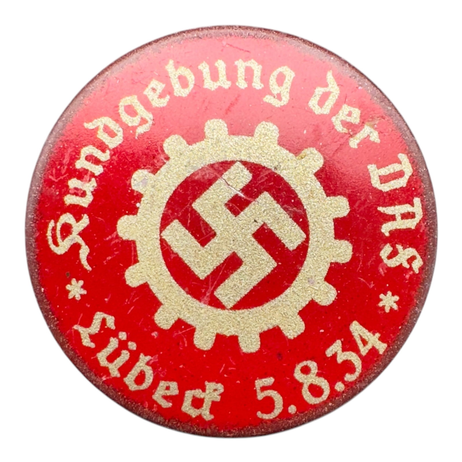 Third Reich Nazi Kundgebung der DAF Lubeck 1934 Badge: Third Reich Nazi Kundgebung der DAF Lubeck 1934 Badge