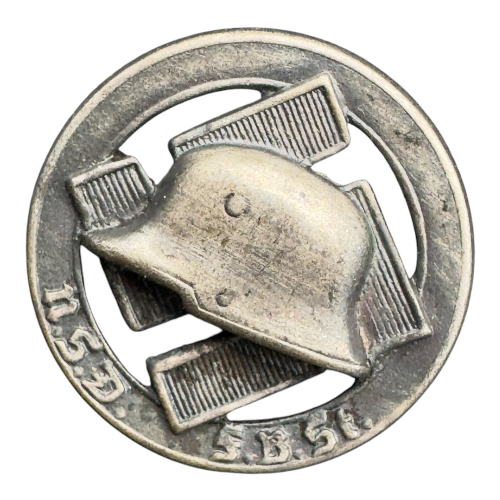 Third Reich Nazi NSD FBST Stahlhelm Pin Badge: Third Reich Nazi NSD FBST Stahlhelm Pin Badge