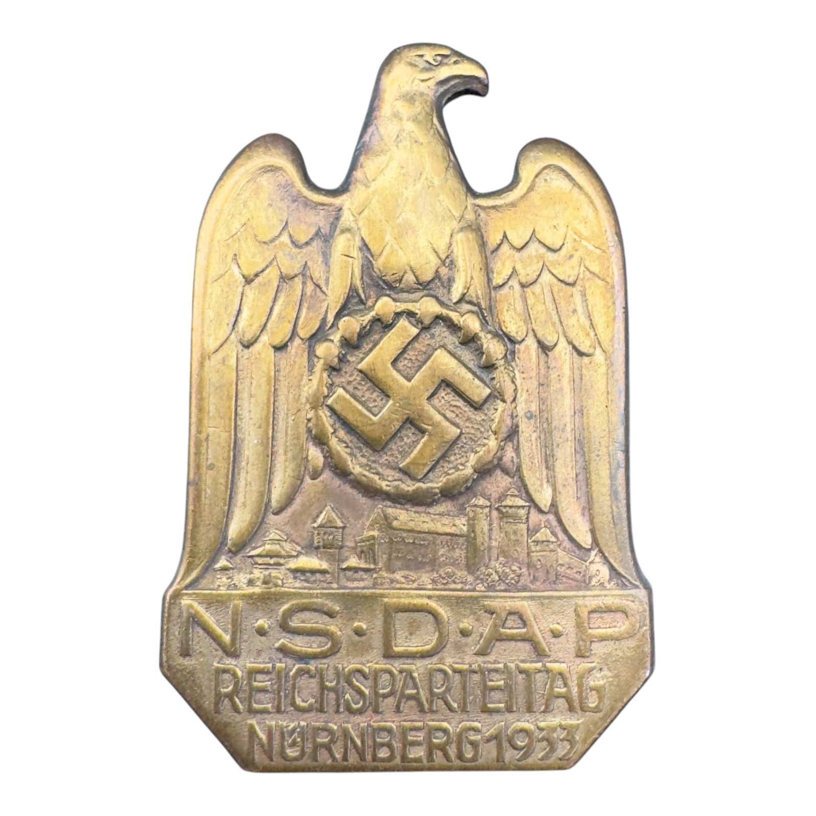 Third Reich Nazi Reichsparteitag 1933 Badge: Third Reich Nazi Reichsparteitag 1933 Badge, pin broken