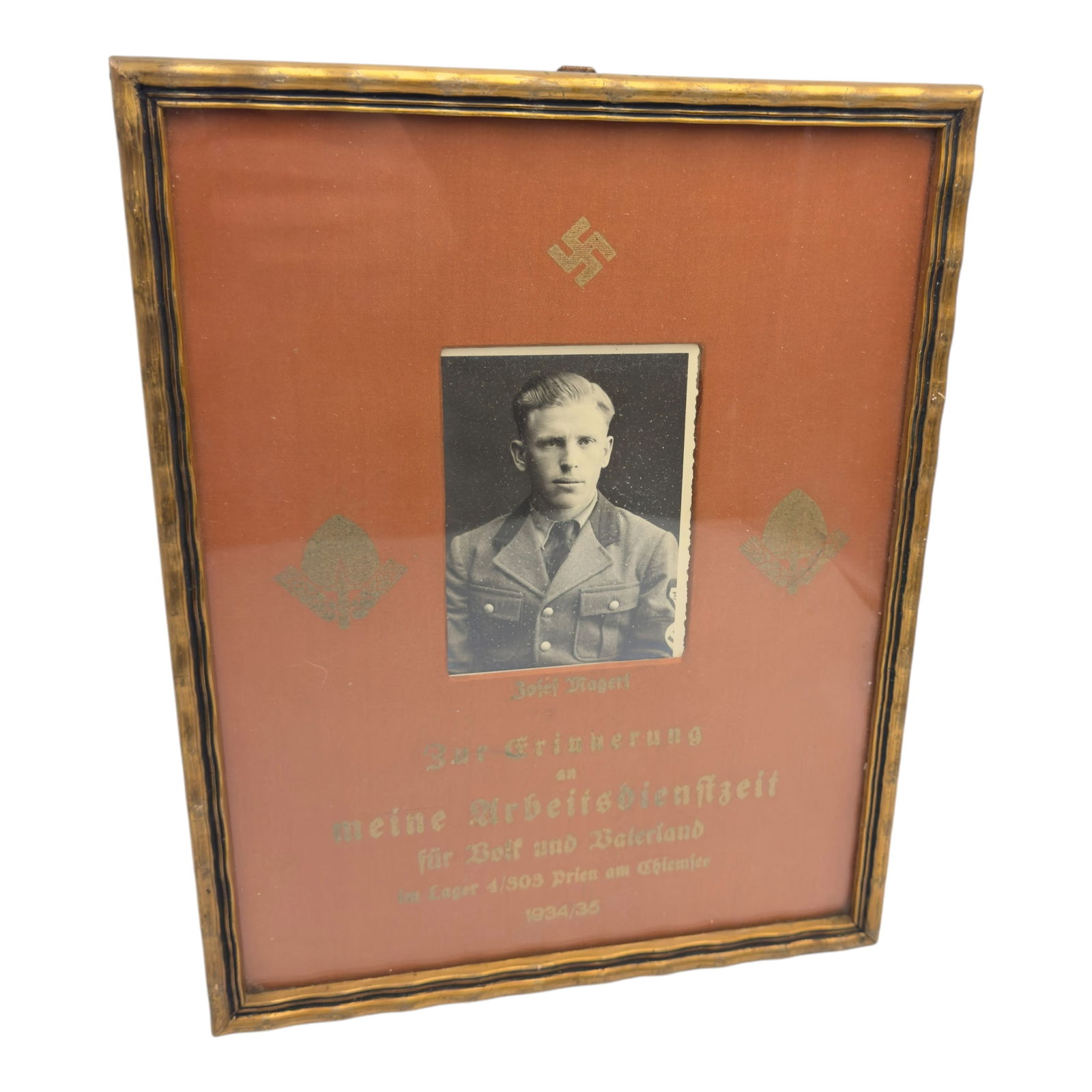 German WWII Framed RAD Photo of Soldier 1934-35 (1 of 5)
