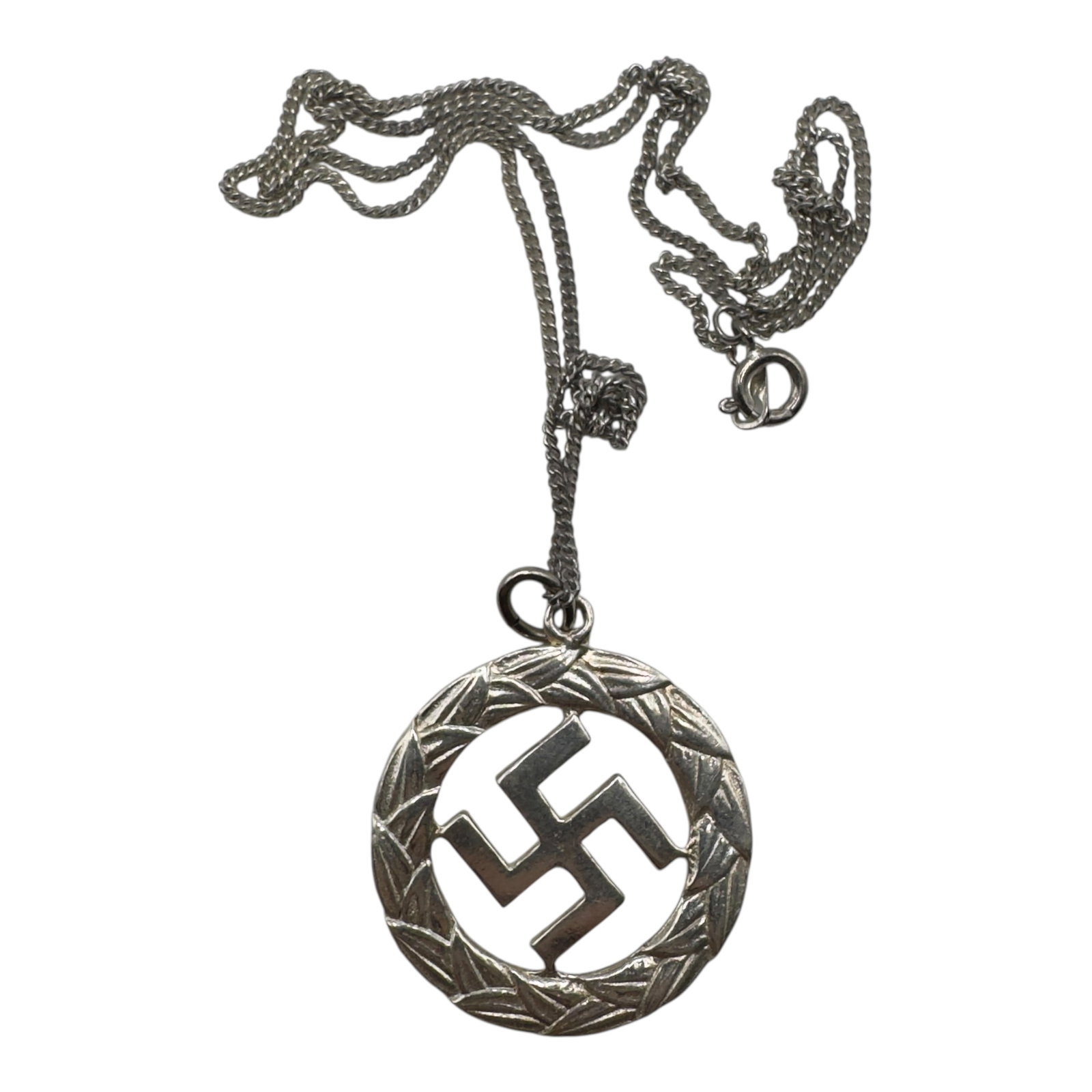 Third Reich 800 Silver Hallmarked Swastika Necklace: Third Reich 800 Silver Hallmarked Swastika Necklace