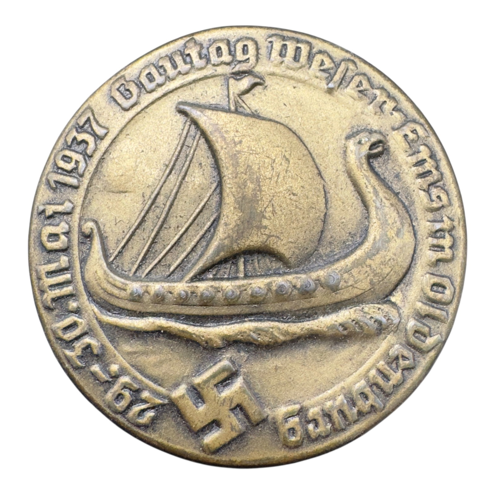 Third Reich Nazi Gautag 1937 Tinnie Badge: Third Reich Nazi Gautag 1937 Tinnie Badge