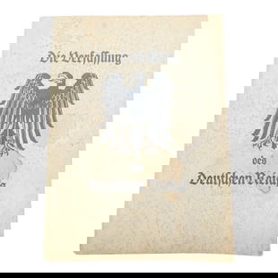 Die Verfassung des Deutschen Reichs - The Constitution of the German Reich Book: Die Verfassung des Deutschen Reichs - The Constitution of the German Reich Book. Publication related to the Weimar Constitution or possibly an early National Socialist reprint of the 1919 document.