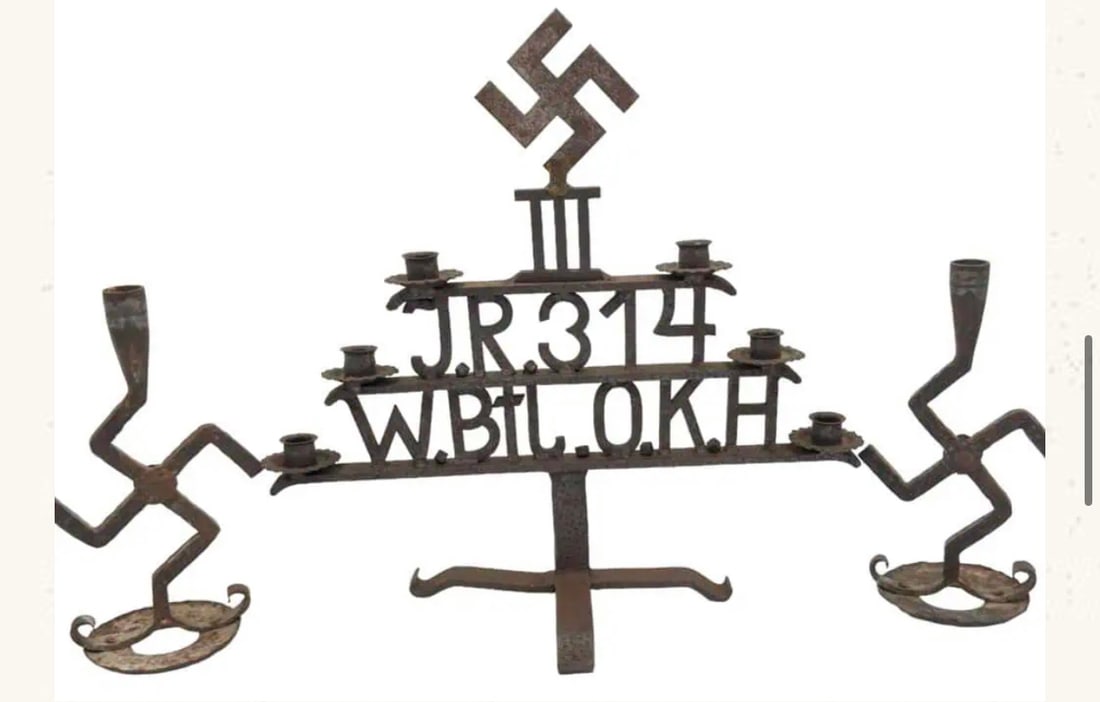 Nazi Iron Candelabra Set for 'Oberkommando des Heeres': Iron Candelabra Set for 'Oberkommando des Heeres', Infantry Regiment 314 Wachbatallion Oberkommando des Heeres. This is a most unusual item that has ties to the Upper Command of the Army the Oberkomma