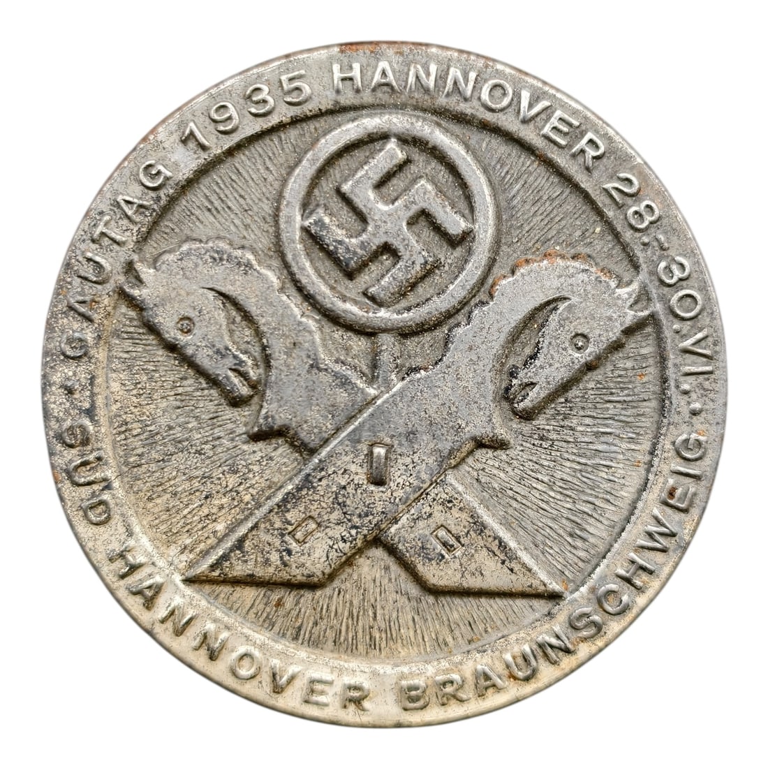 Third Reich Nazi Gautag Hanover 1935 Badge Tinnie: Third Reich Nazi Gautag Hanover 1935 Badge Tinnie