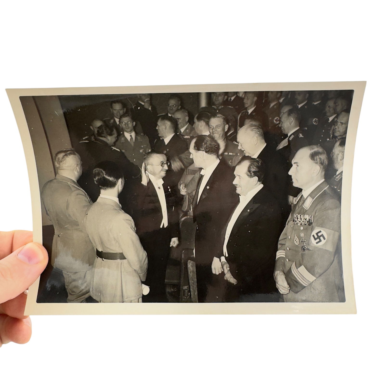 Third Reich Original Press Photo from German Archive: Third Reich Original Press Photo from German Archive. Goebbels and Hitler give awards at opera house. Winners are Dr. Todt, Dr. Porsche, Dr. Messerschmitt, Dr. Heinkel.