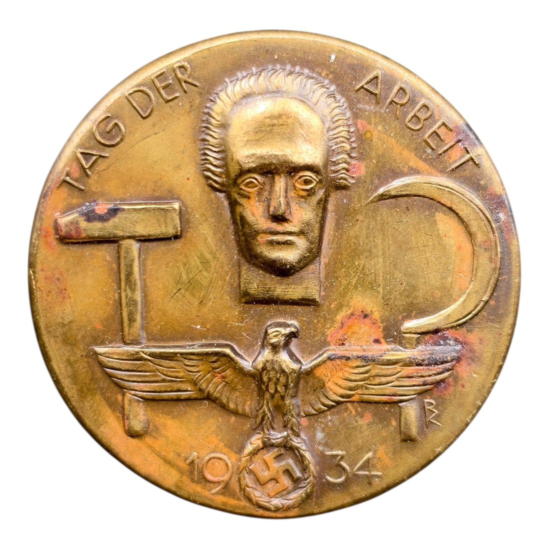 Third Reich Tag Der Arbeit 1934 Tinnie Badge: Third Reich Tag Der Arbeit 1934 Tinnie Badge