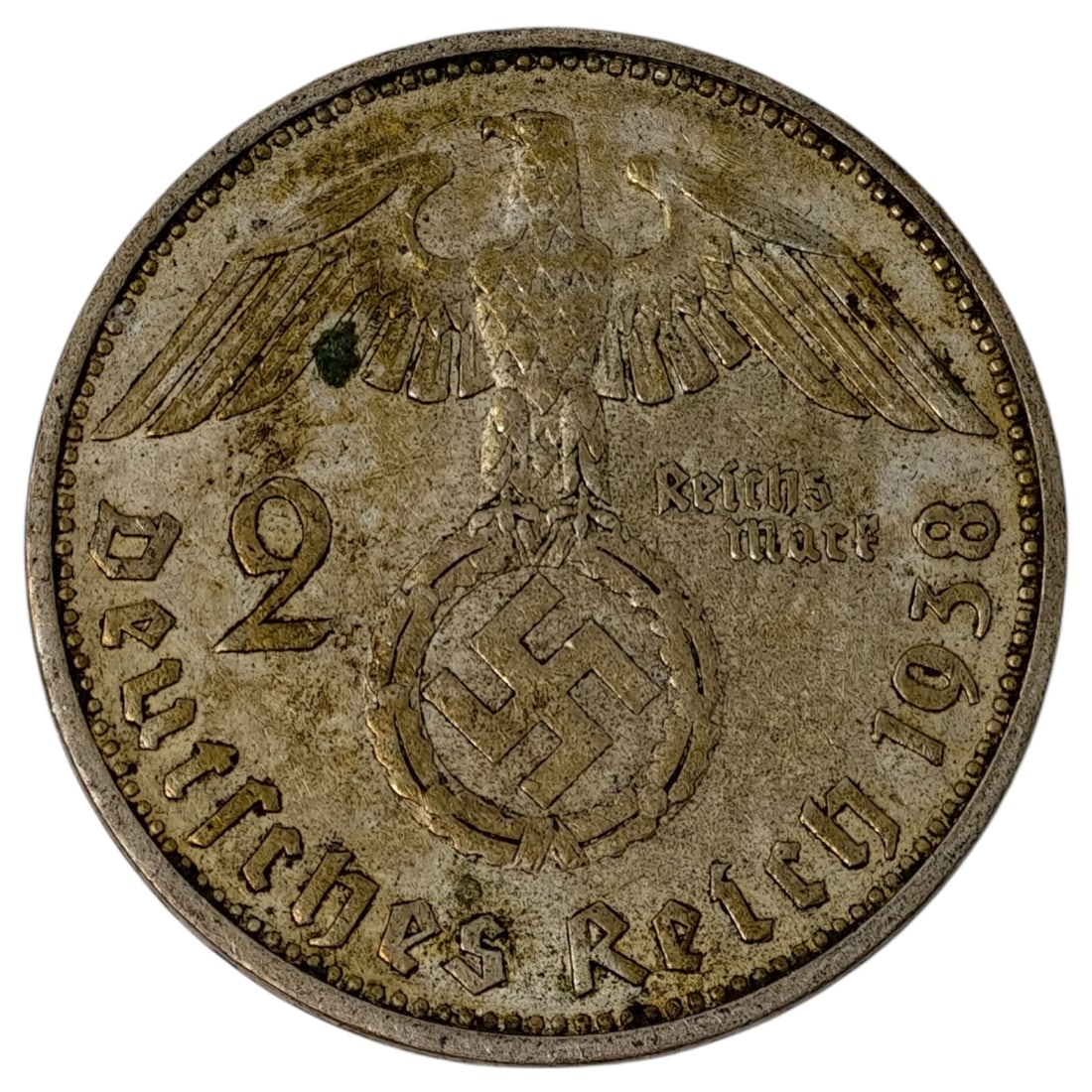Third Reich Nazi 2 Reichsmark Silver Coin: Third Reich Nazi 2 Reichsmark Silver Coin