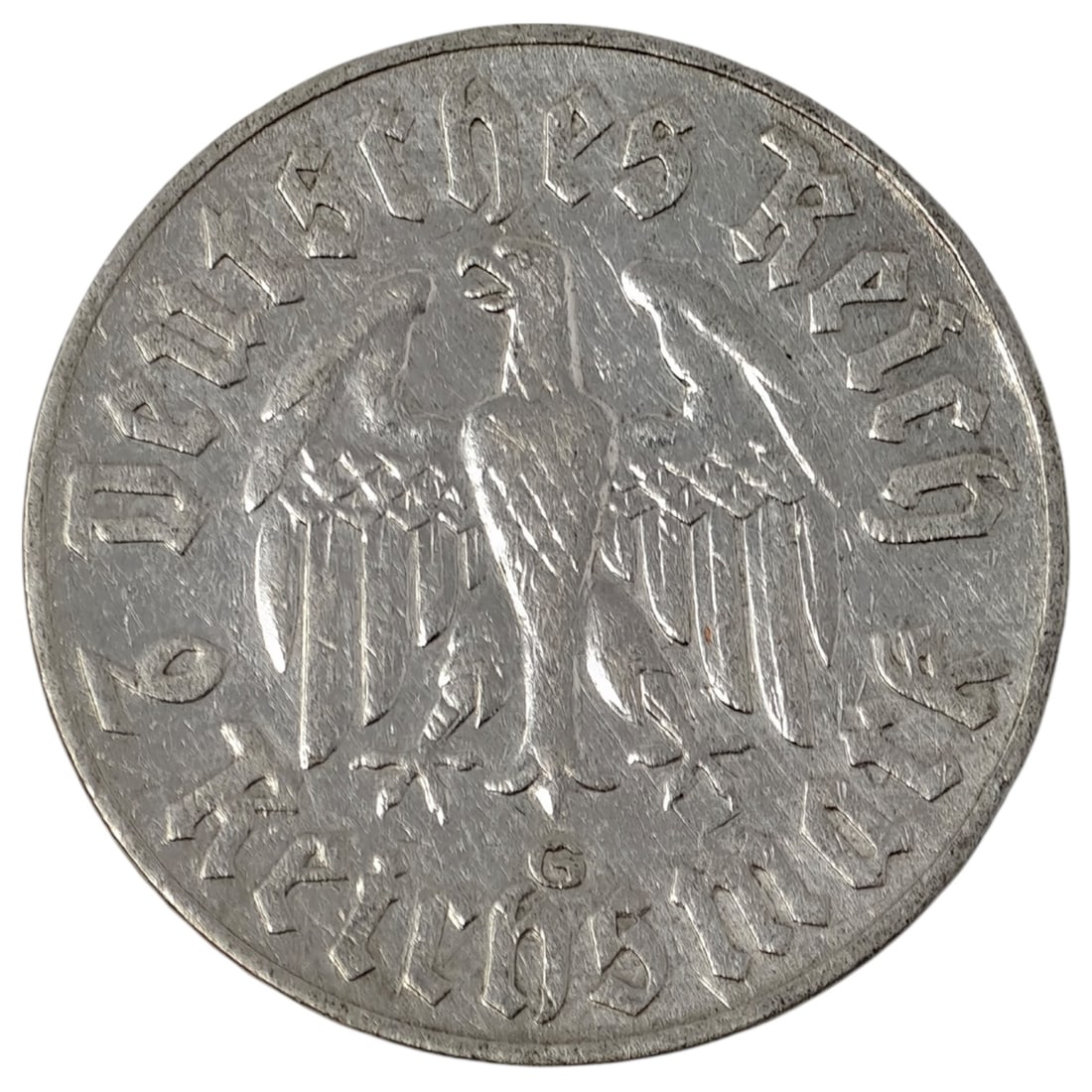 Third Reich Nazi 2 Reichsmark Silver Coin: Third Reich Nazi 2 Reichsmark Silver Coin