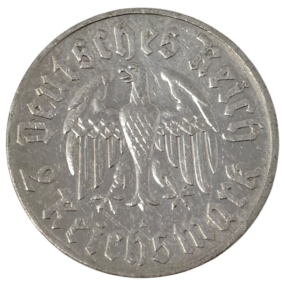 Third Reich Nazi 2 Reichsmark Silver Coin: Third Reich Nazi 2 Reichsmark Silver Coin