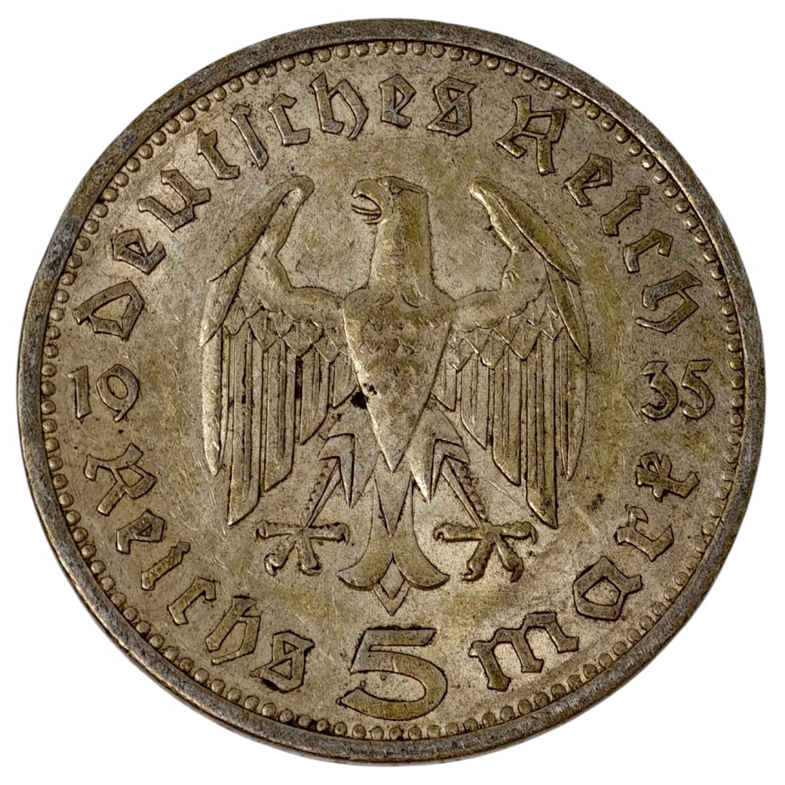 Third Reich Nazi 5 Reichsmark Silver Coin: Third Reich Nazi 5 Reichsmark Silver Coin