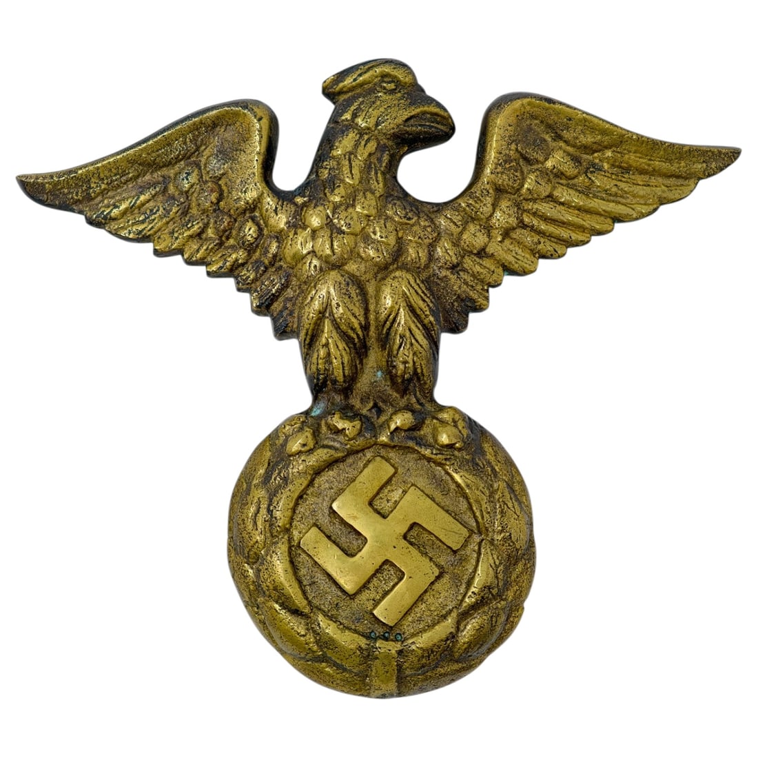 Early Third Reich Nazi Bronze Eagle: Early Third Reich Nazi Bronze Eagle with what seems to be a gold wash finish on the front. Likely 1920's to early 1930's.