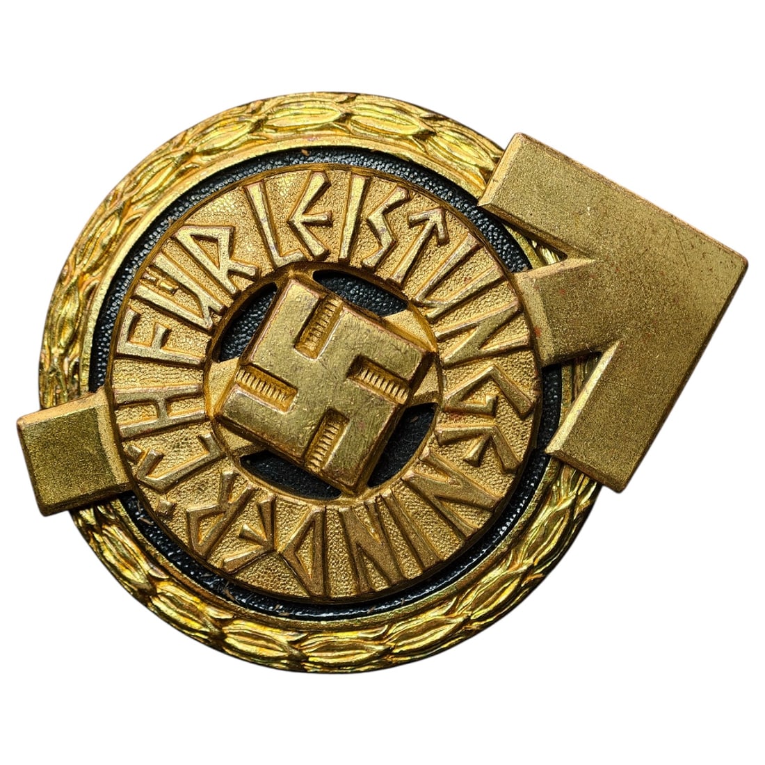 Hitler Youth HJ Leaders Sports Badge in Gold: Hitler-Jugend Leaders Sports Badge in Gold (Führer-Sportabzeichen der Hitlerjugend. Pin Broken.