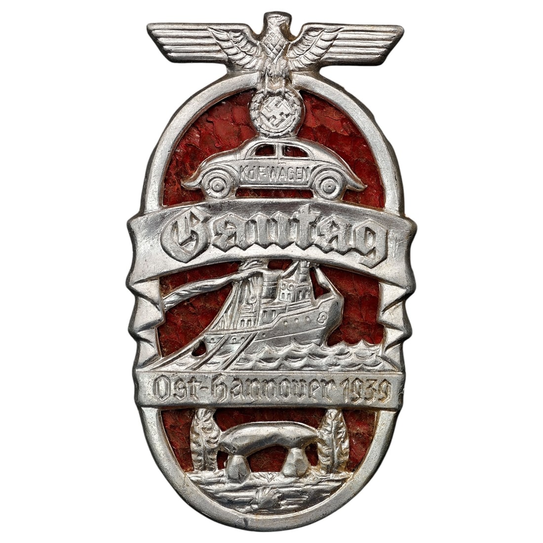 Third Reich Nazi KdF Gautag Hannover 1939 Badge: Third Reich Nazi KdF Gautag Hannover 1939 Badge