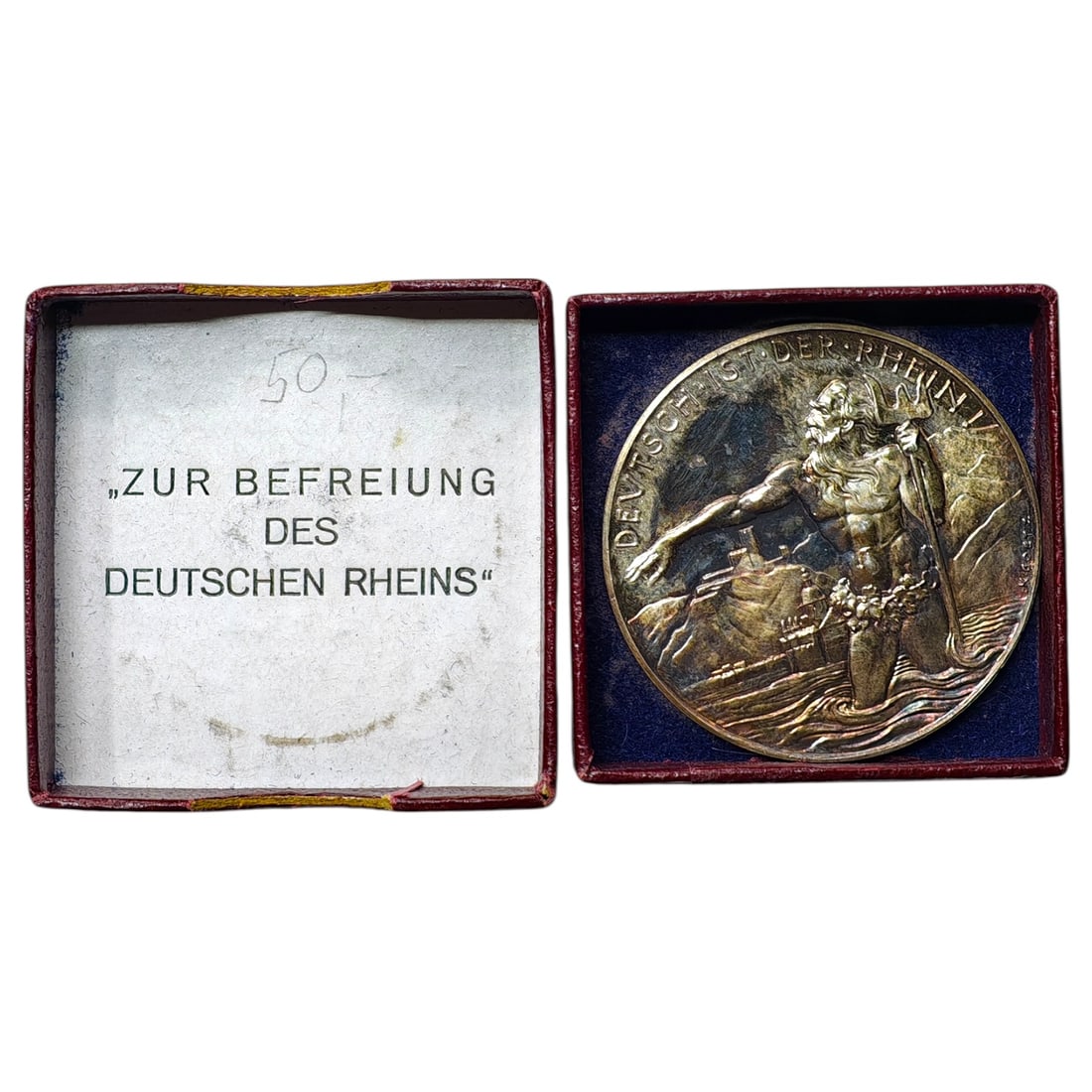 1930 Weimar Republic Silver Medal for End of Allied occupation of the Rhineland: 1930 Weimar Republic Silver Medal for End of Allied occupation of the Rhineland in box.