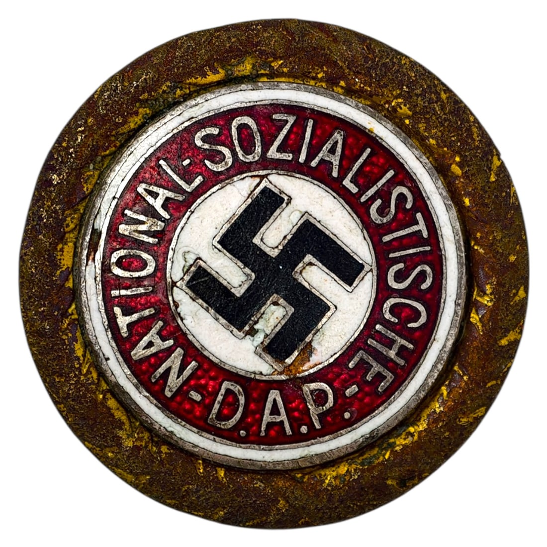 NSDAP Golden Party Badge: NSDAP Golden Party Badge, ground dug.