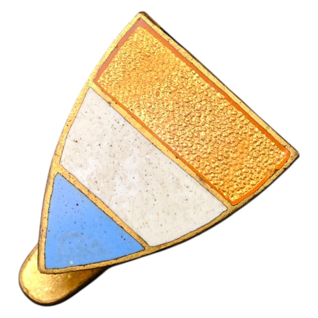 NSB Dutch SS Sympathy Pin: NSB/Dutch-SS Sympathy Pin in "Oranje-Blanje-Bleu" (in the colors of the old Dutch Princevlag). The Dutch "Nationaal-Socialistische Beweging" (National Socialist Movement) was founded by 'Anton Mussert