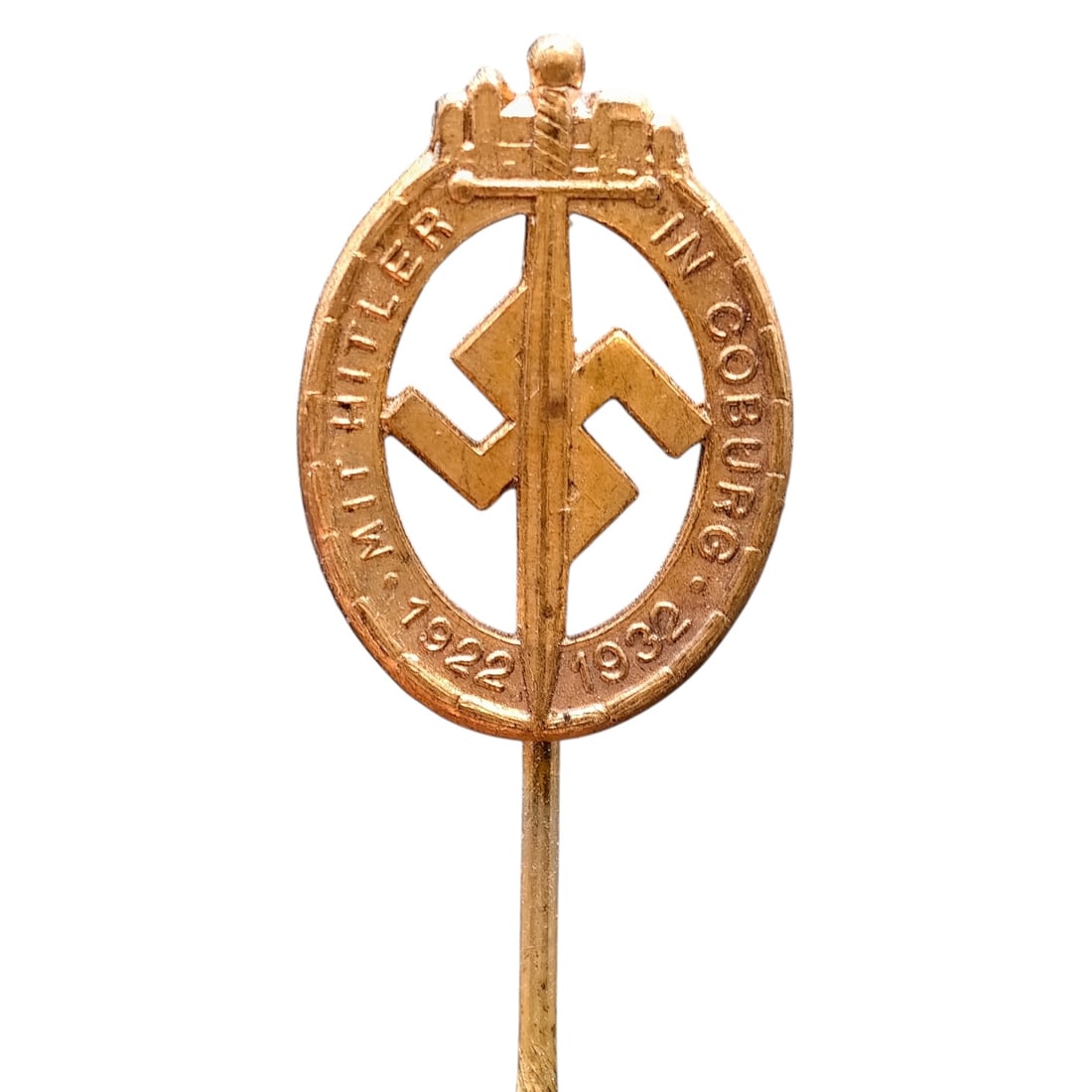 Third Reich NSDAP Coburg Badge Stickpin - RARE: Third Reich NSDAP Coburg Badge Stickpin - RARE