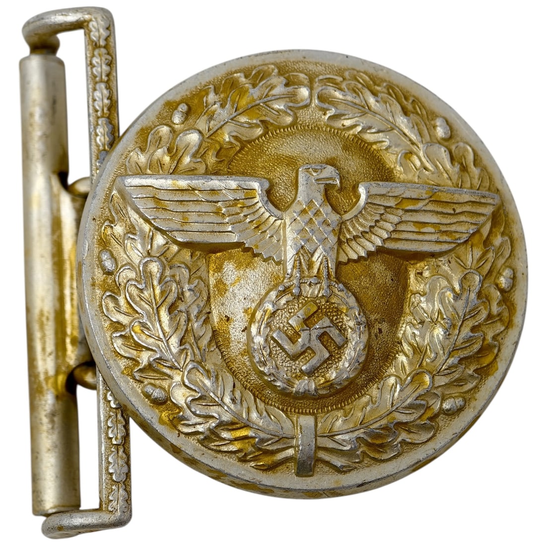 Third Reich Wehrmacht Officer Belt Buckle: Cased Third Reich Nazi Mothers Cross in Gold