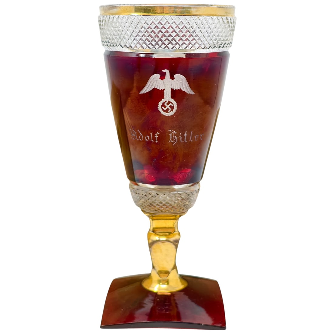 Glass Goblet with "Adolf Hitler" Engraving and Eagle/Swastika Motif (1 of 15)