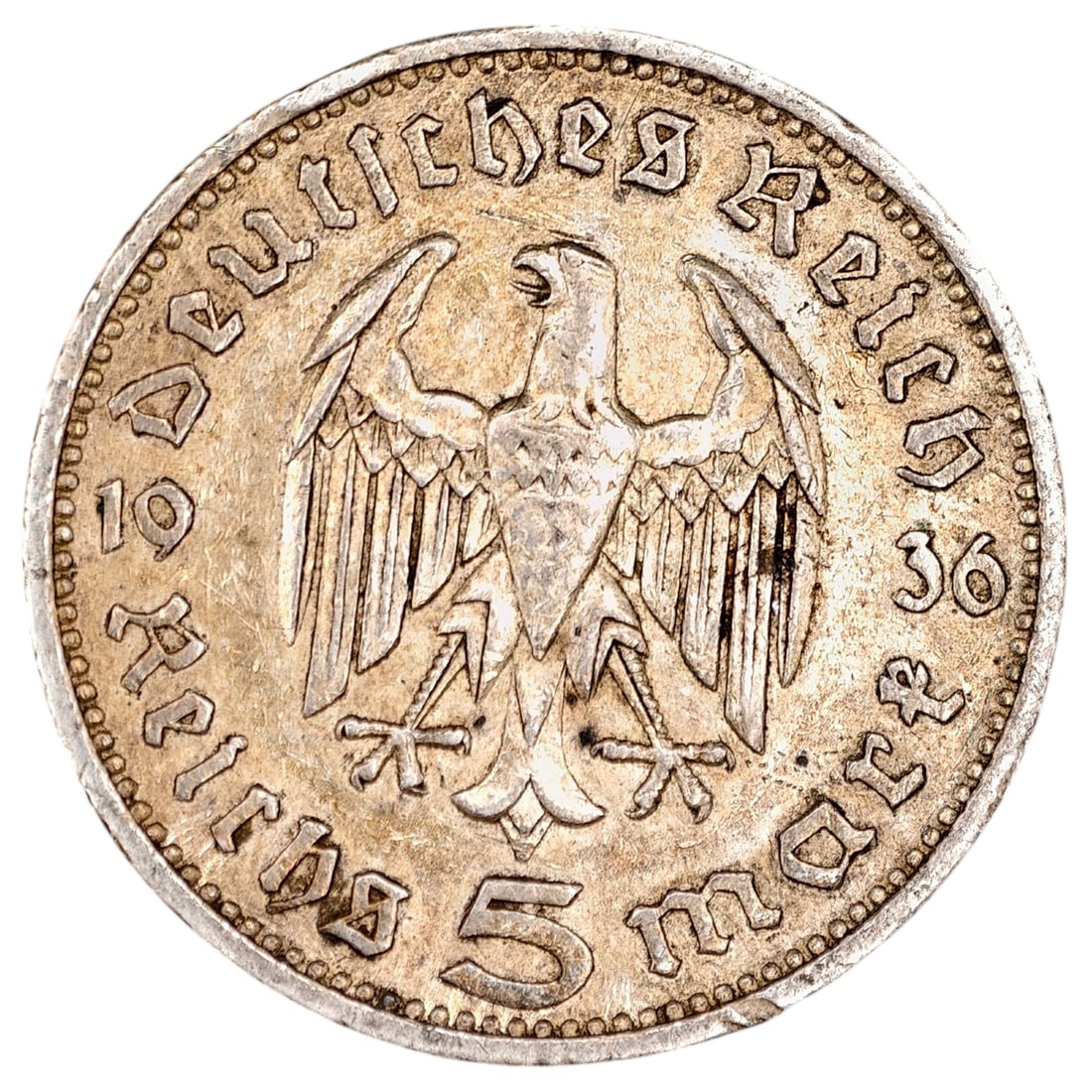 Third Reich Nazi 5 Reichsmark Silver Coin: Third Reich Nazi 5 Reichsmark Silver Coin