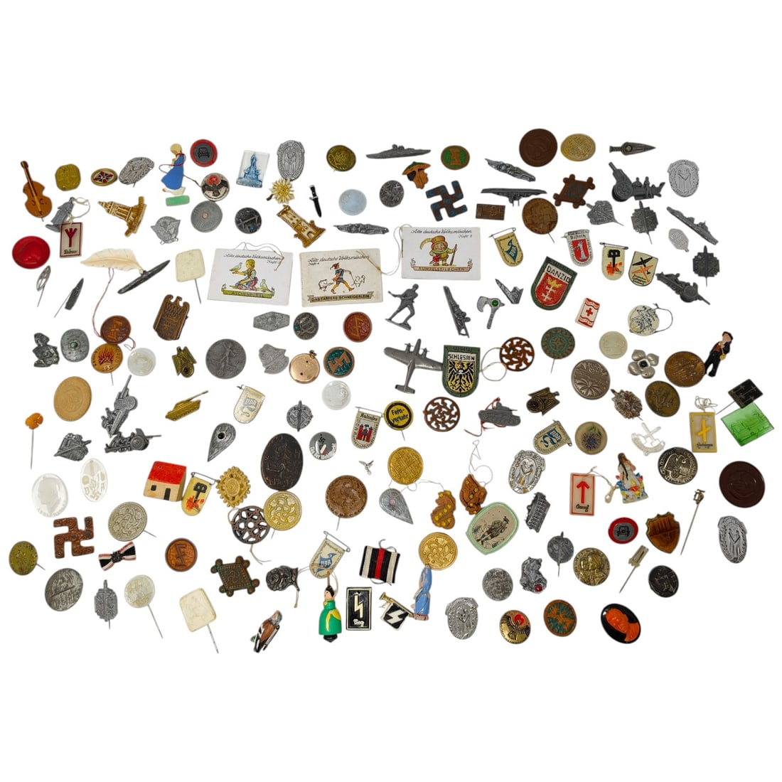 Mixed Lot of Vintage Badges, Tinnies, Pins, Medallions and Vendor Cards, Including Some German (1 of 1)