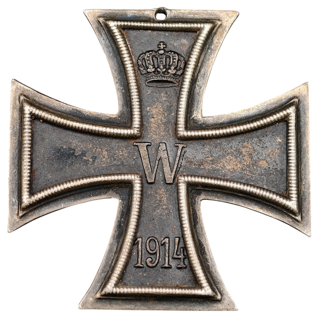 1914 Iron Cross 2nd Class: A WWI-era Iron Cross 2nd Class, dated 1914, with crowned 'W' cypher on the obverse and reverse showing 'FW' cypher, oak leaves, and '1813' commemorating the original 1813 founding of the order.The Iro