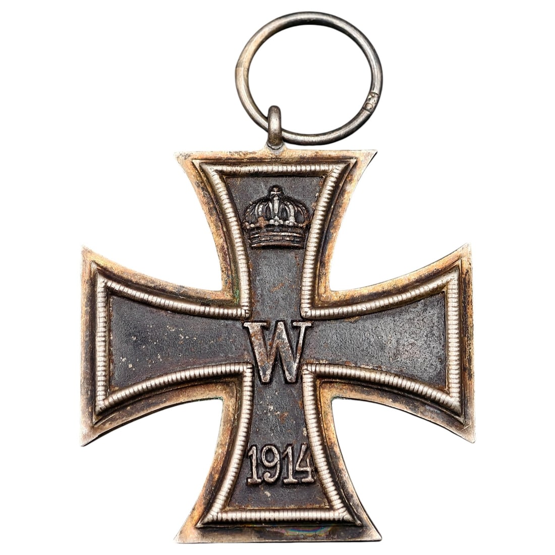 1914 Iron Cross 2nd Class: A WWI-era Iron Cross 2nd Class, dated 1914, with crowned 'W' cypher on the obverse and reverse showing 'FW' cypher, oak leaves, and '1813' commemorating the original 1813 founding of the order.The Iro