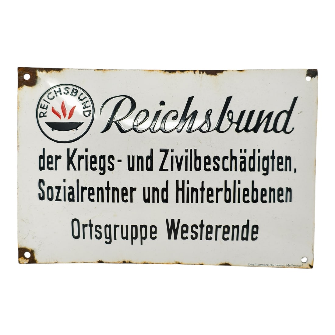 Third Reich Reichsbund der Kriegs Enamel Sign (1 of 3)