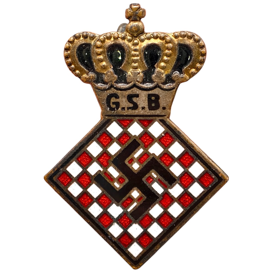 Nazi Grossdeutscher Schachbund Chess Membership Badge: Nazi Grossdeutscher Schachbund Chess Membership Badge, a beyond rare piece.The Greater German Chess Federation (GSB, sometimes also GDSB) was a National Socialist chess organization based in Berlin.