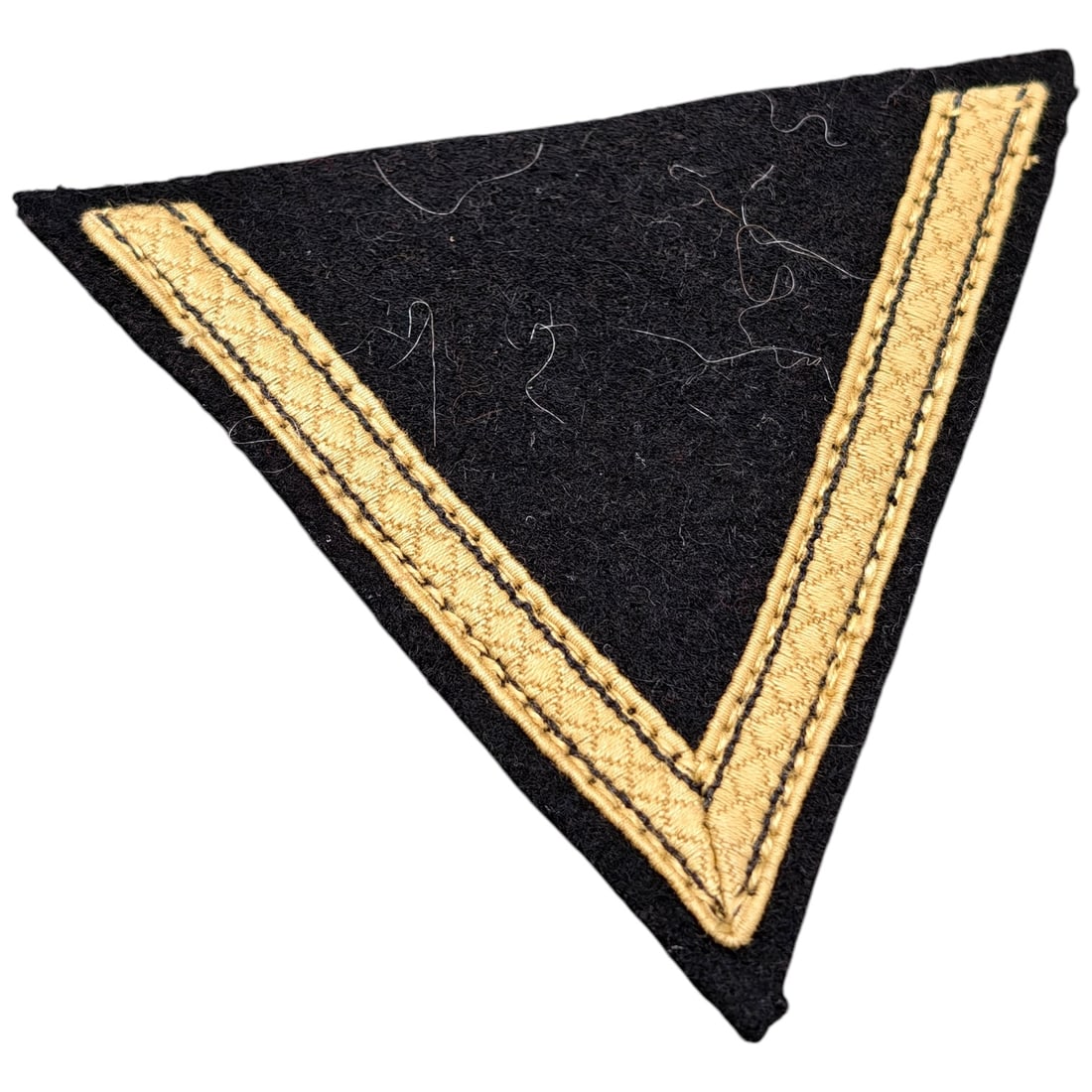 Waffen-SS Enlisted Rank Chevron - Gold/Tan Tropical Tress (Sturmmann): In March 1938 the Allgemeine-SS adopted the Wehrmacht style rank chevrons for enlisted ranks with minor variations and this in turn was carried over to the Waffen-SS on its inception. Originally the t