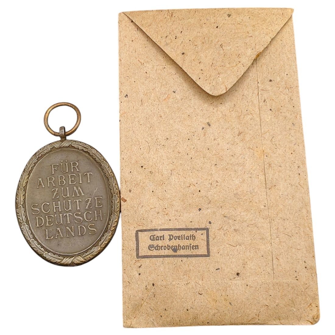 Third Reich Westwall Medal with Evelope - 2