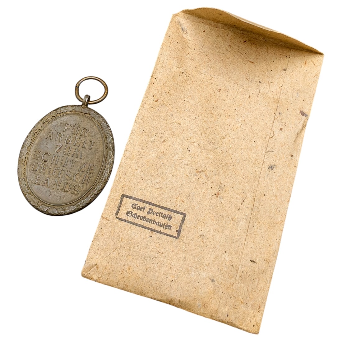 Third Reich Westwall Medal with Evelope - 2