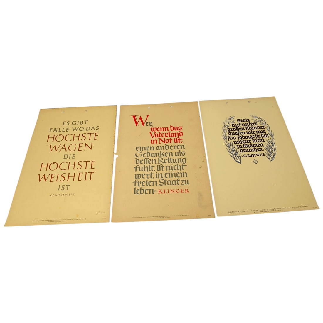 German WWII Wochenspruch der NSDAP Weekly Slogan Sheets - Set (1 of 1)