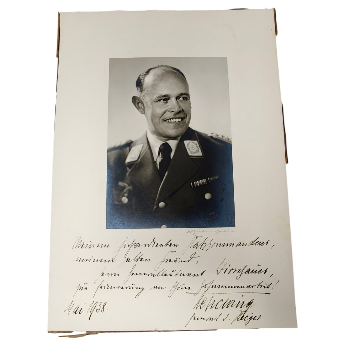German WWII Signed Studio Portrait Photograph, Officer in Uniform, Dated May 1938 (1 of 2)